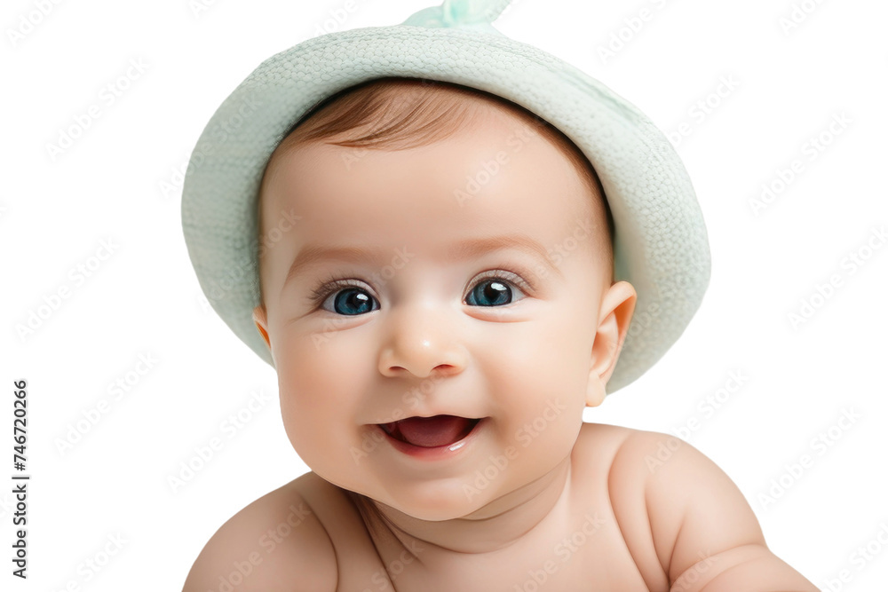 A high quality stock photograph of a single cute happy baby isolated on a white background A high quality stock photograph of a single cute happy baby isolated on a white background