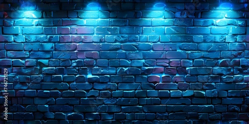 Electric Blue Neon Brick Wall Seamless Background. Concept Wallpapers  Neon  Electric Blue  Seamless Backgrounds