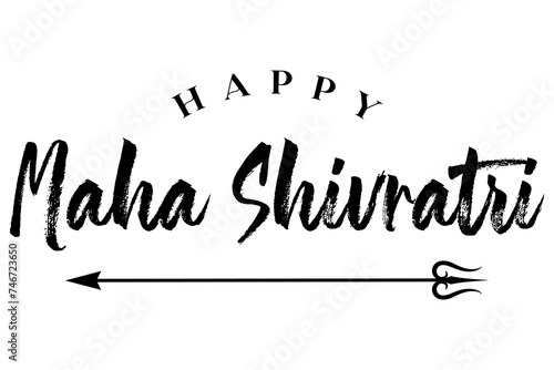 Maha Shivratri lettering design with lord Shiva trishul vector illustration.