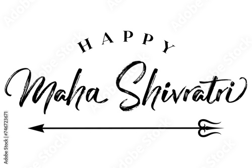 Maha Shivratri lettering design with lord Shiva trishul vector illustration.