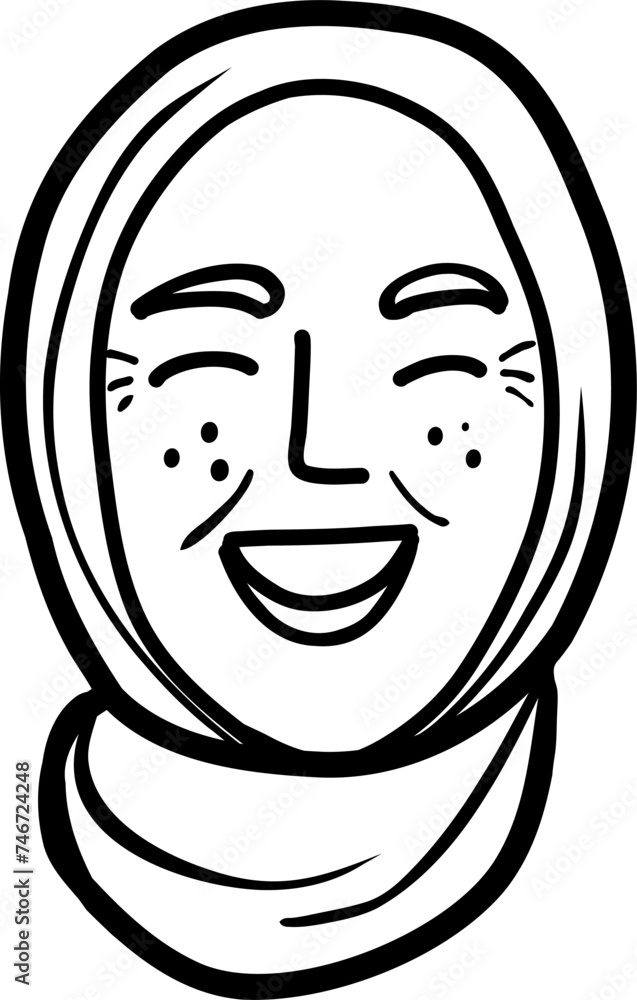 Character smiling Muslim woman different age and ethnicity. Young and aged, diverse. Vector outline illustration, linear, thin line, hand drawn sketch, adoodle Character smiling Muslim woman different age and ethnicity. Young and aged, diverse. Vector outline illustration, linear, thin line, hand drawn sketch, adoodle