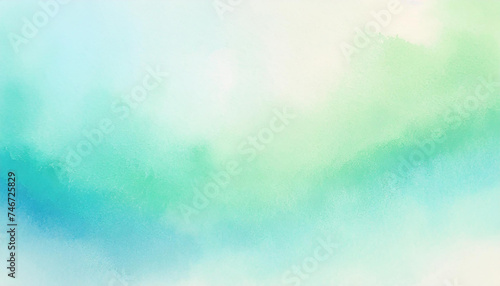 Abstract peppermint green and delicate blue gradient splash watercolor for background
