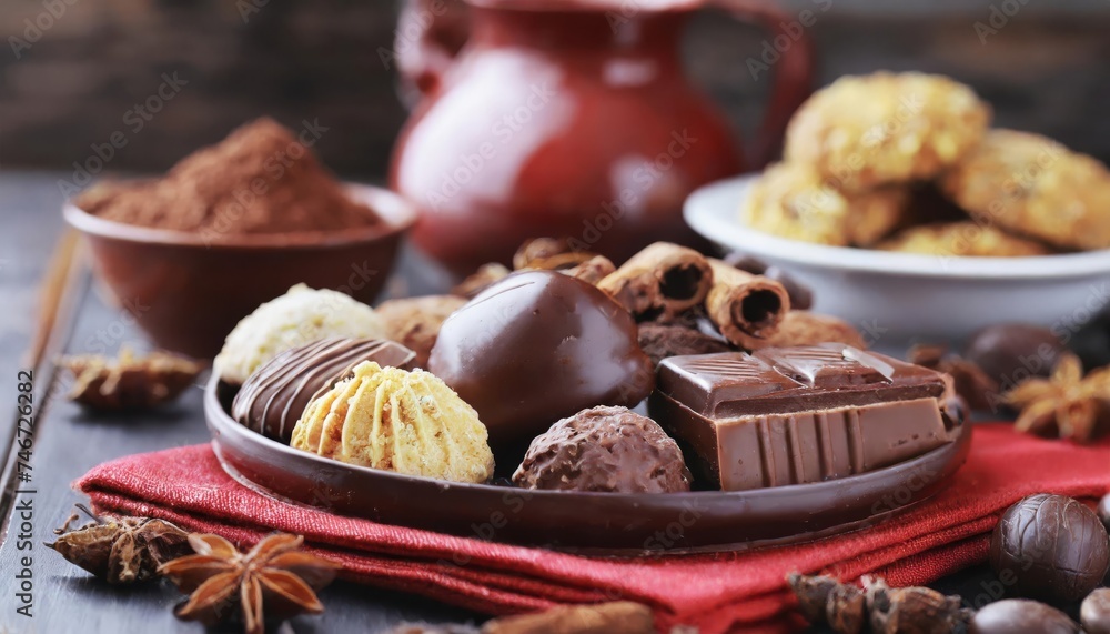 Generated image of set of chocolates and cookies Generated image of set of chocolates and cookies