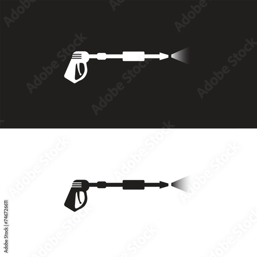 Pressure washing gun icon on white background. Cleaning sing. Pressure washing logo. flat style.
