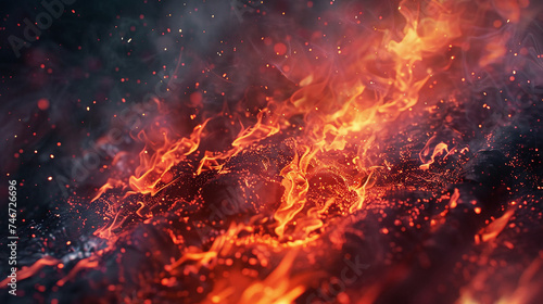 Burning coal fire with smoke. Graphic resources / Banner Design