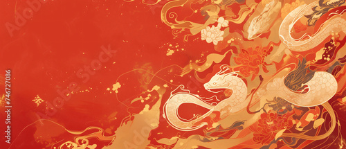Happy Chinese New Year 2025 background design with Snake Zodiac Sign and empty copy space for text