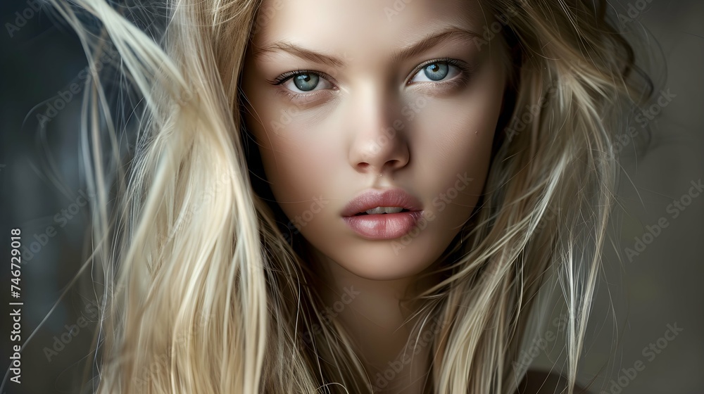 Beautiful young model with long blonde hair