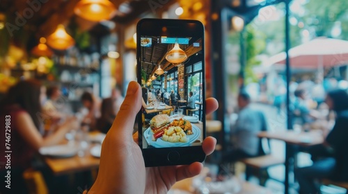 Gourmet Meal Shared Through Phone Camera
