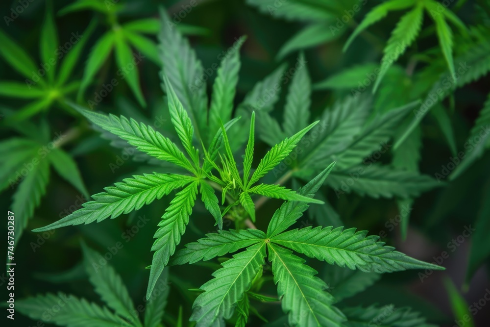 Raw flower plant herbal medicnie canabis leaves green marijuana background
