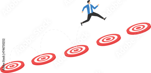 Businessman jump to the target respectively and achievement the goal

 photo