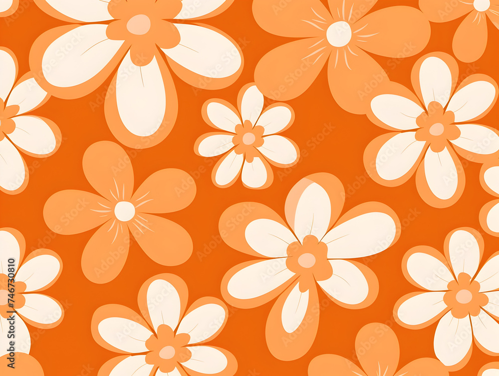 Colorful simple groovy flowers seamless pattern illustration background Colorful simple groovy flowers seamless pattern illustration background