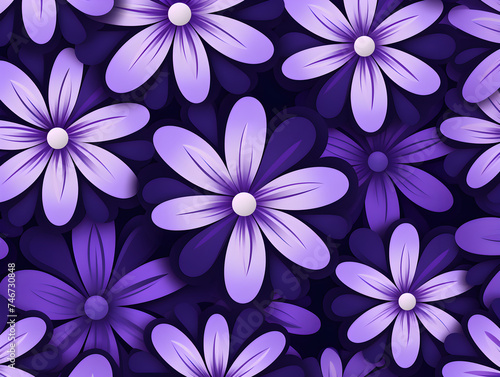 Purple simple groovy flowers seamless pattern illustration background  