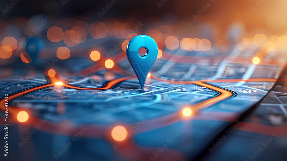 Fototapeta premium Map pointer and location icon or map navigation icon