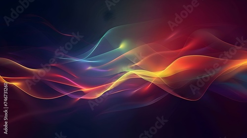 Wave abstract dark background, graphic design smooth backlit lines backdrop