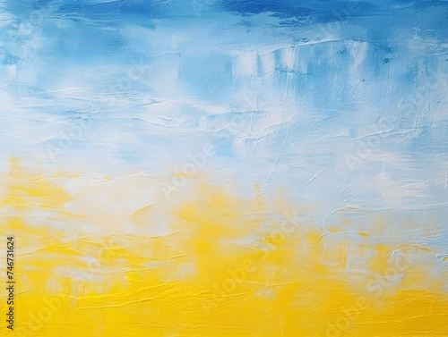 Abstract blue and yellow grey brush oil painting style texture background