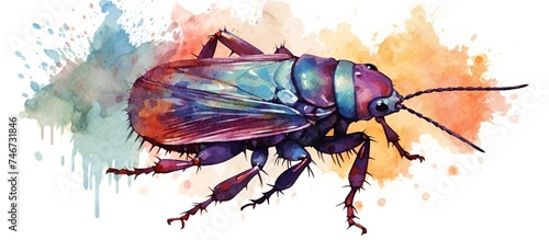 flea watercolor vector illustration with bright colors On a white background