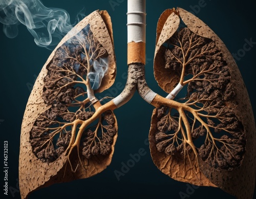 Terrible human lungs after smoking. Stop smoke concept