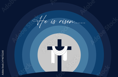 Vector he is risen easter sunday flat illustration