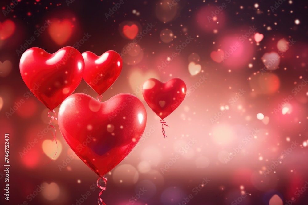 Valentine's Day Heart Balloons Background