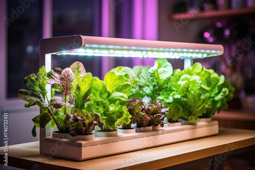 Indoor Growing Rack, Lettuce and Tomato growing, Purple LED Incandescent lamps