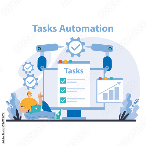 Productivity boosting concept. Flat vector illustration