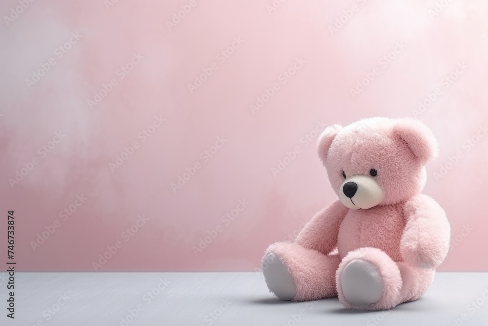 Pink Teddy Bear on Pastel Background Pink Teddy Bear on Pastel Background