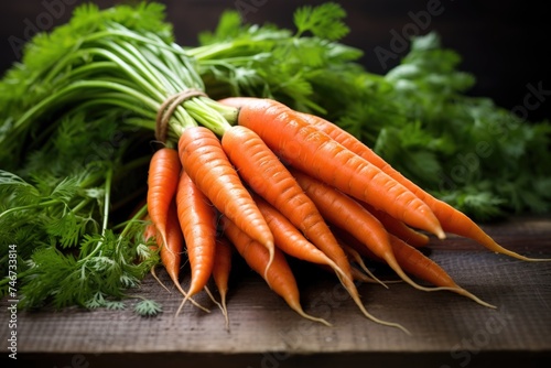 Fresh juicy carrot with leaves