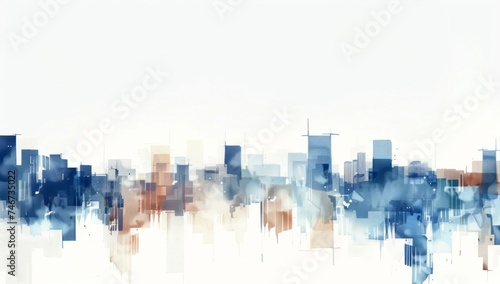 a white background with blue and brown city and sky building Generative AI photo