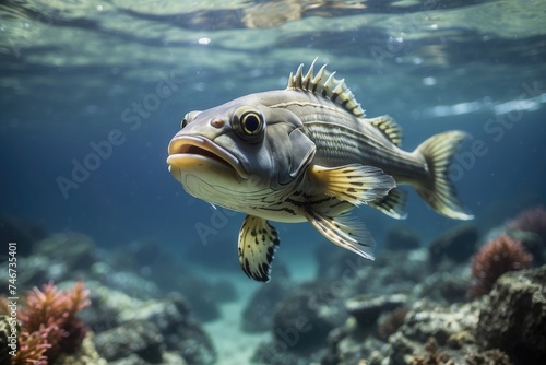 a sea fish swimming in the ocean photo