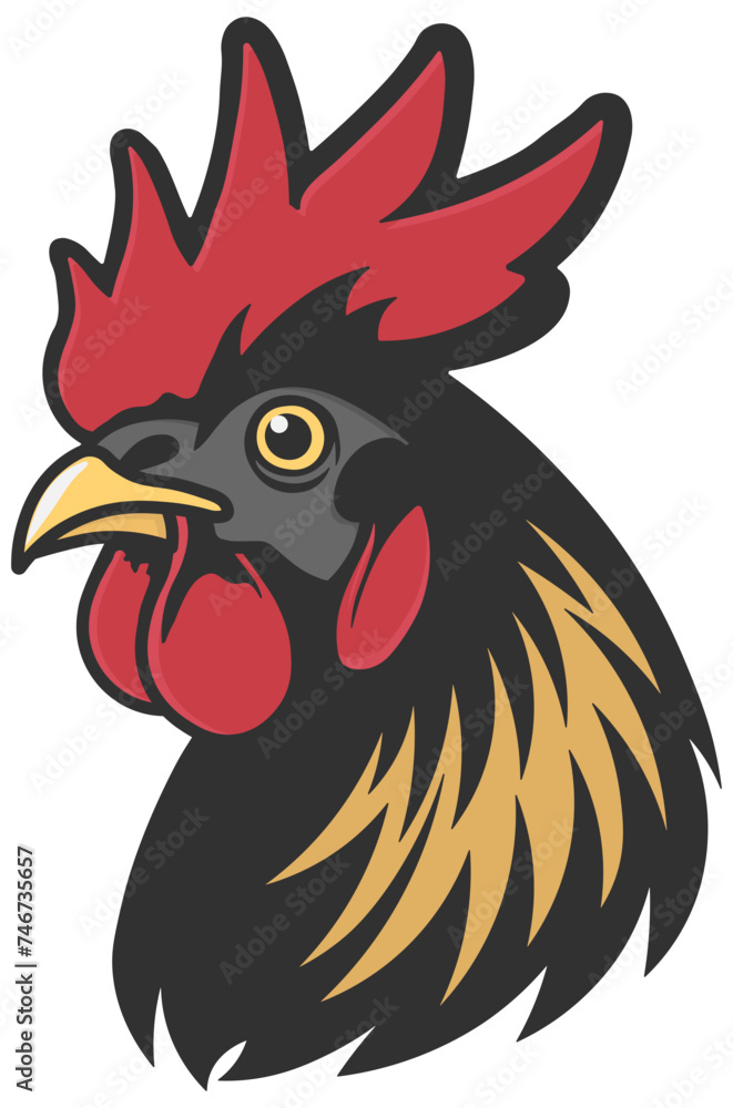 vector illustration of a rooster without background