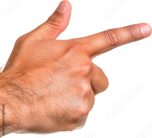 Male Hand With Index Finger Pointing to Direct Attention Against