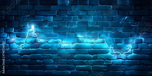 Electric Cyan Neon Brick Wall Seamless Background. Concept Photography  Background  Neon  Cyan  Brick Wall
