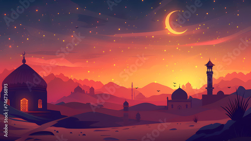 madan Kareem, Ramadan crescent moon, Eid Mubarak Islamic festival social media banner and Eid Mubarak Post Template, islam photo