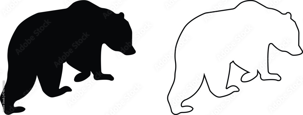 Various bear silhouettes icons set isolated on the transparent background. Bear animal collection, various poses and position black flat or line vector for zoo, wildlife, graphic, web and mobile app. Various bear silhouettes icons set isolated on the transparent background. Bear animal collection, various poses and position black flat or line vector for zoo, wildlife, graphic, web and mobile app.