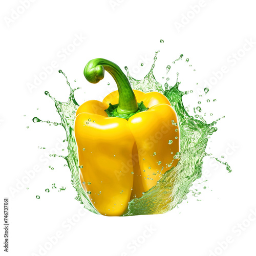 yellow and green pepper swith with white background