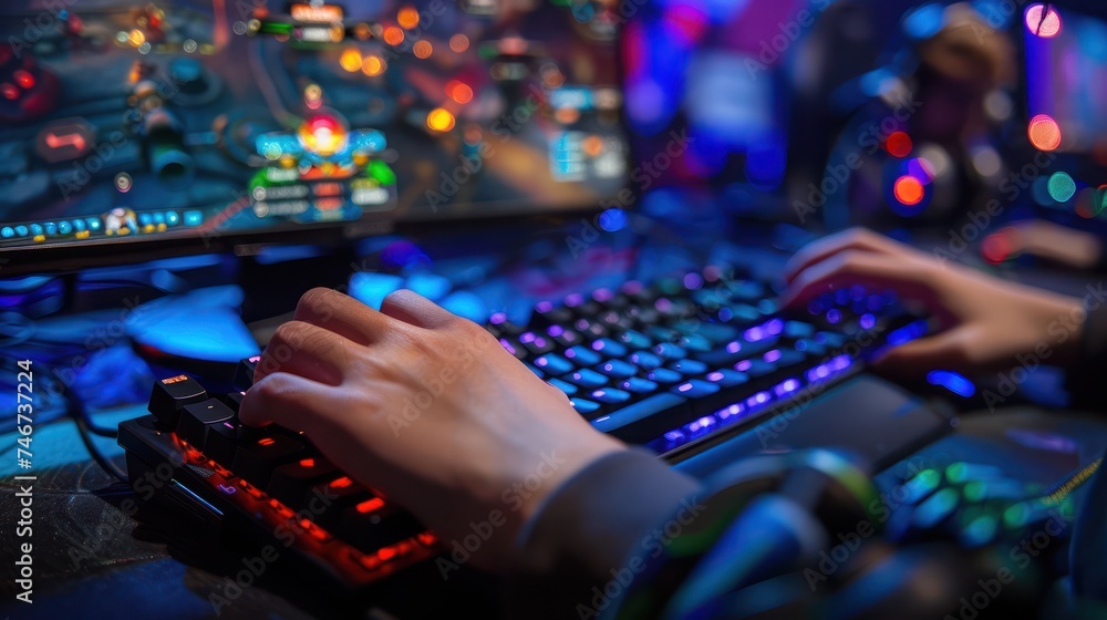 Close up Fingers swiftly typing a tweet about an upcoming eSports tournament highlighting the power of social media in gaming Close up Fingers swiftly typing a tweet about an upcoming eSports tournament highlighting the power of social media in gaming