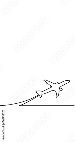 Wallpaper Mural Animation of one line drawing of passenger airplane transportation travel vertical video white background Torontodigital.ca