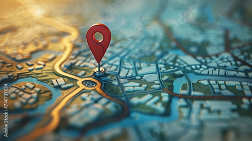 Location mark on map, navigation concept