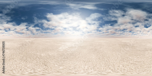 Expansive desert landscape under a blue sky with partly cloudy weather 360 panorama vr environment map