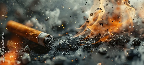 Artistic View of a Cigarette Burned on Ground