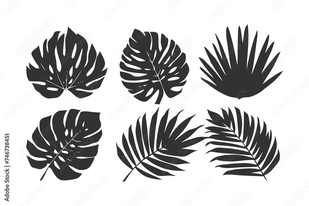 Set of Tropical leaves.