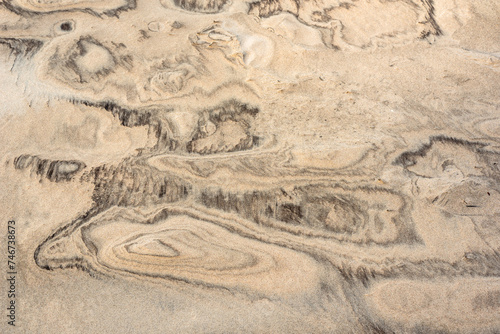 Texture of sand on the beach in the end of winter