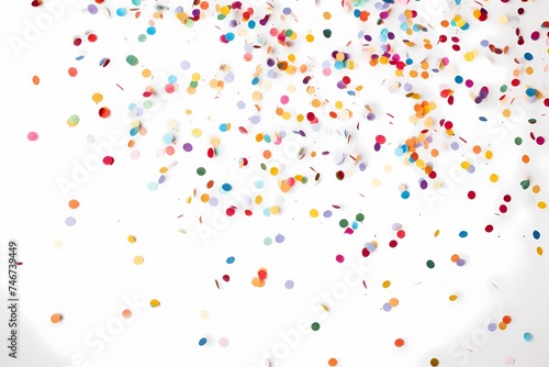 Playful confetti sprinkles complement the beautifully scripted "Happy Birthday" text on a clean, white backdrop, creating a celebratory composition captured in high definition for realistic vibrancy