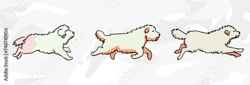 Drei Alte Englische Schäferhunde: Minimalistisches Pastellfarbenes Vektorgrafik-Bündel