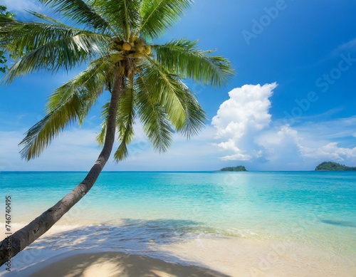 Palm tree on the Caribbean beach