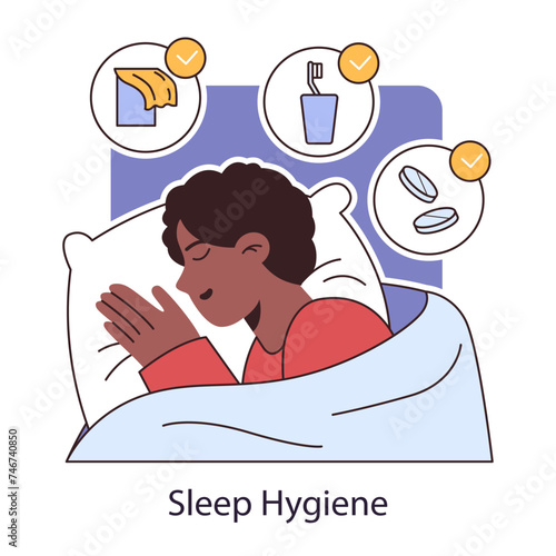 Sleep hygiene. Better sleep routine. Peaceful serene man getting ready