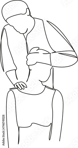 Osteopath massages woman's neck