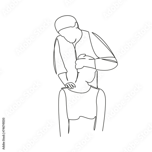 Osteopath massages woman's neck