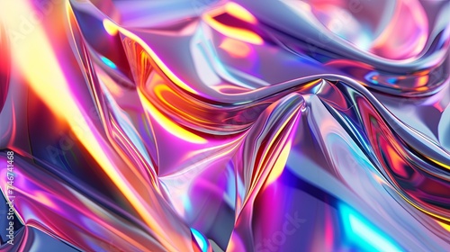 holo abstract 3d shapes  neon background