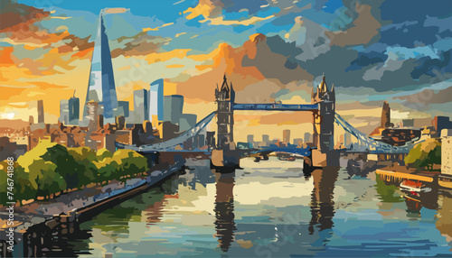 London city landscape with Tower Bridge